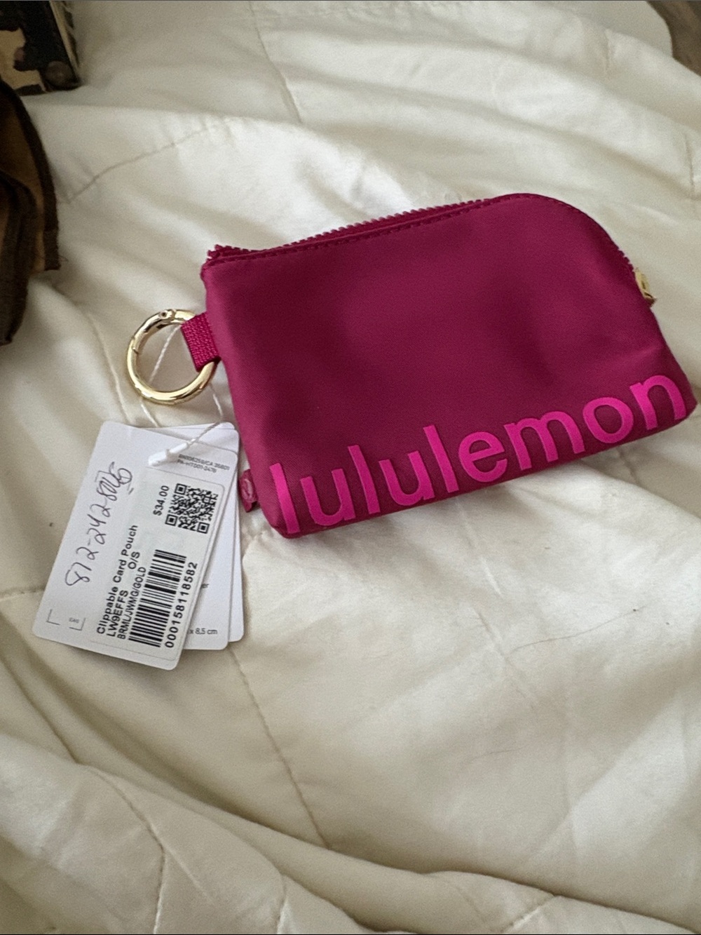 Lululemon Pink Coin Pouch with Keyring
